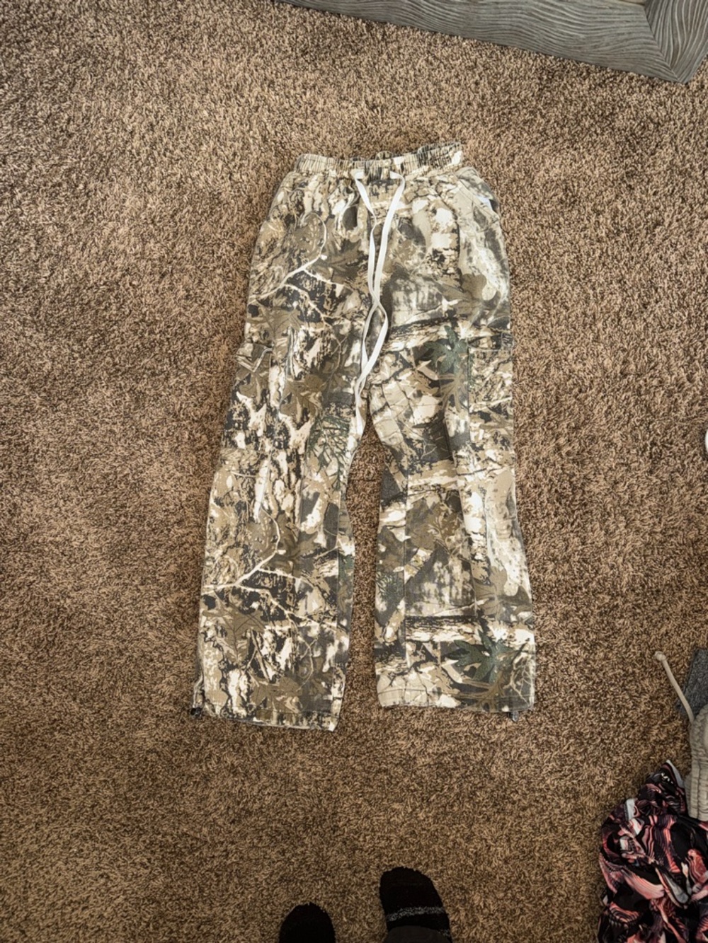 Amazon Wide Leg Cargo Pants in Green and Brown Camo
